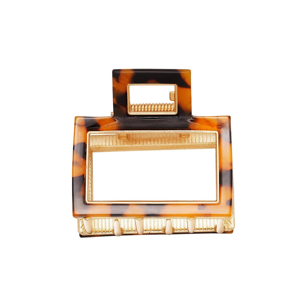 Leopard square hair clip on a white background