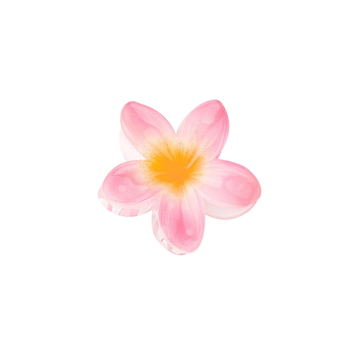 Pink flower with a yellow center on a white background